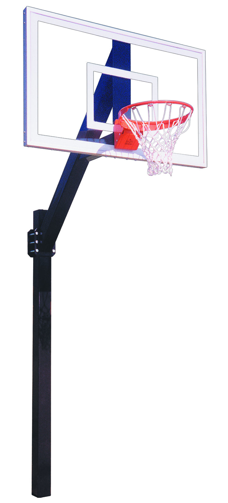 In ground adjustable basketball black post with basketball rim and tempered backboard 