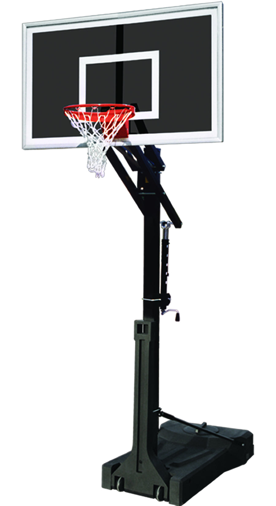 Portable basketball black post with basketball rim and black acrylic backboard 