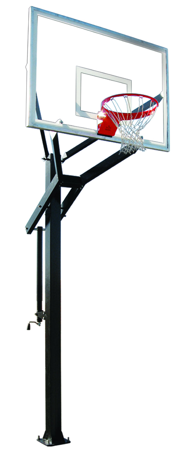 basketball black post with basketball rim and clear acrylic backboard 