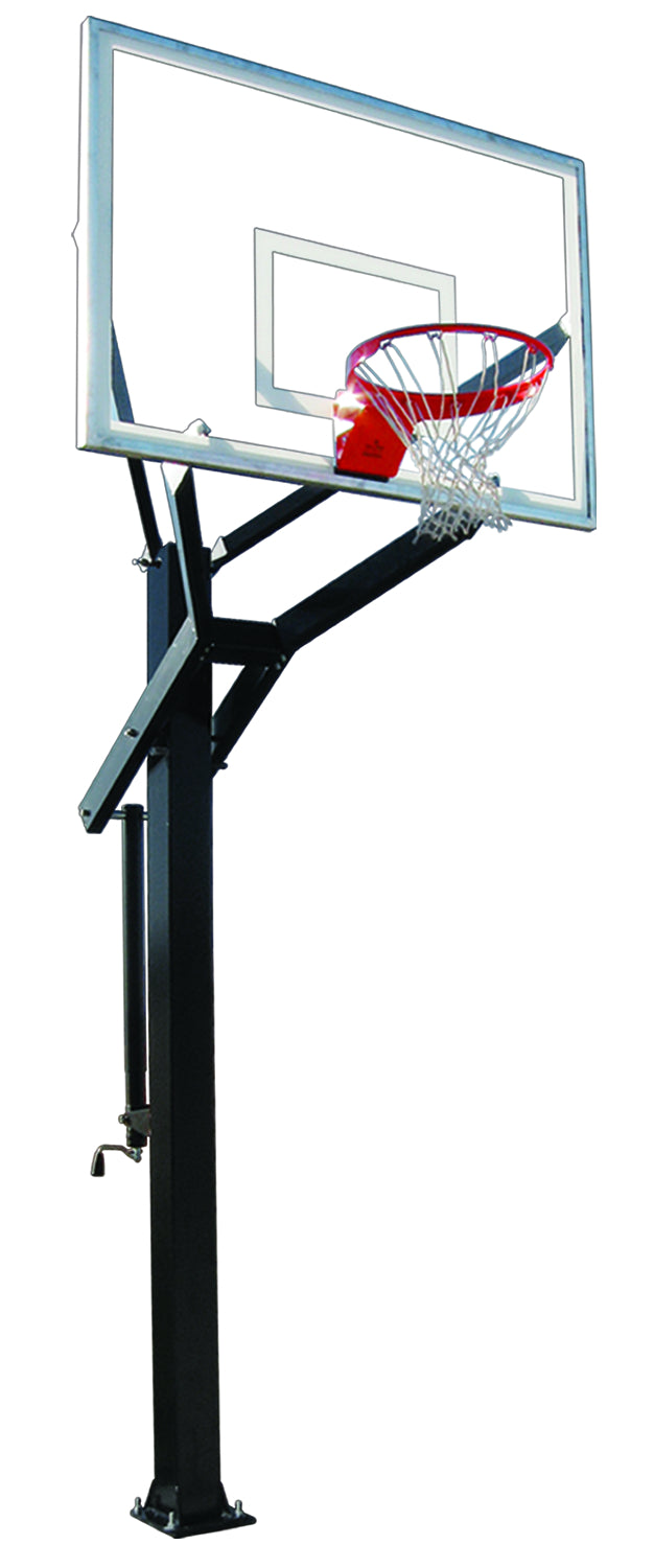 Portable basketball black post with basketball rim and clear acrylic backboard 