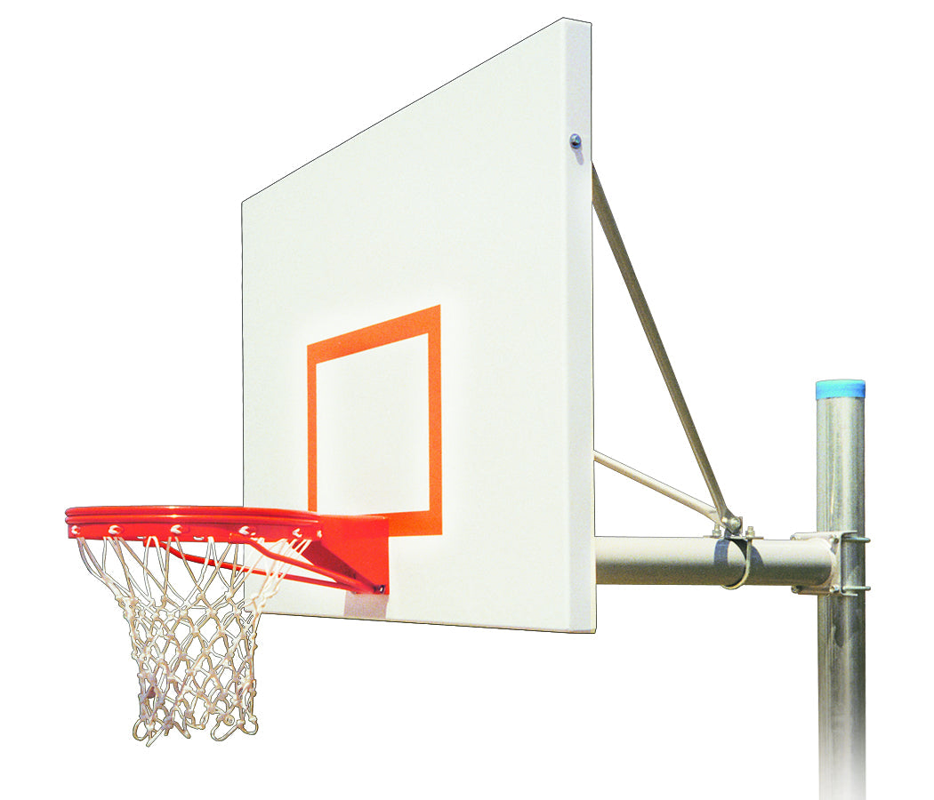 Steel basketball post with aluminum backboard and basketball rim 