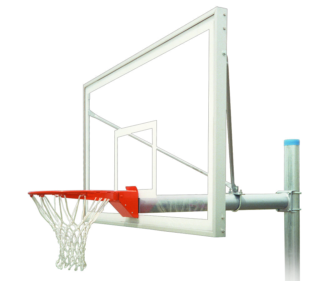 Steel basketball post with clear acrylic backboard and basketball rim 