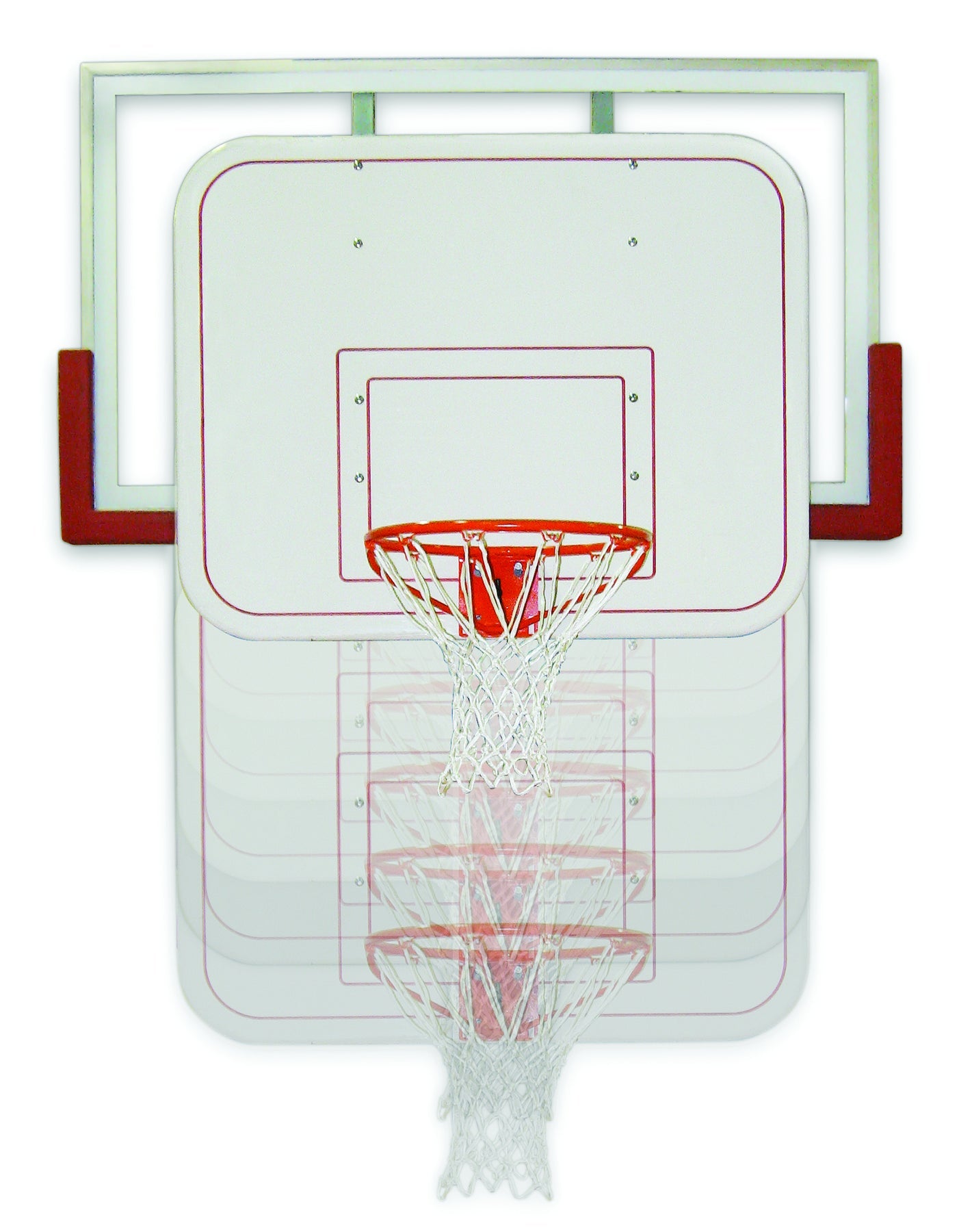 training six shooter attached to a backboard with red padding 