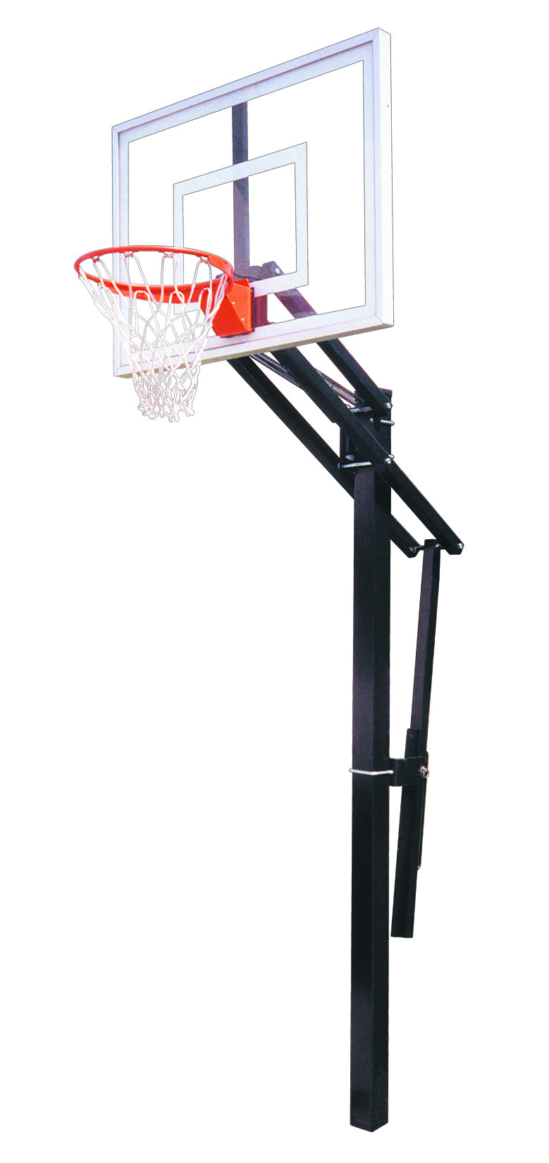 adjustable black basketball pole with clear acrylic glass backboard 