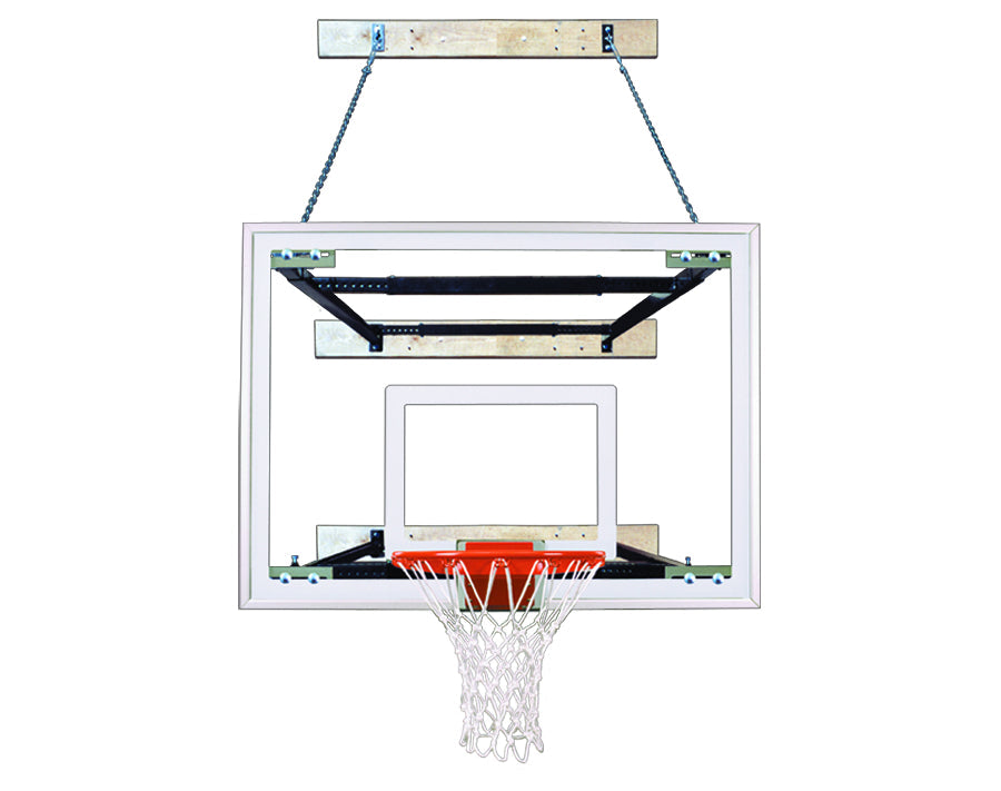 wall mounted rectangular clear acrylic backboard with wood support and safety chain