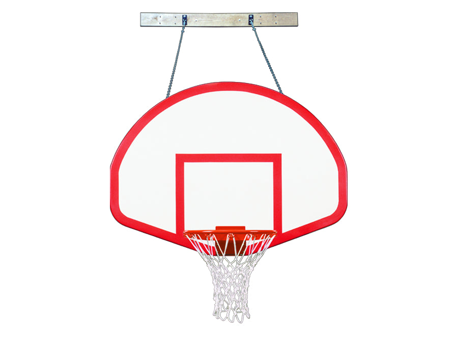 wall mounted fan shape clear acrylic backboard with blue backboard padding and safety chain